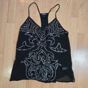 Express Vintage Y2K Sequin Embellished Sheer Top Women M Fairy Grunge Whimsigoth
